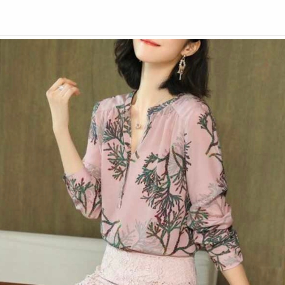 Pink temperament printed shirt